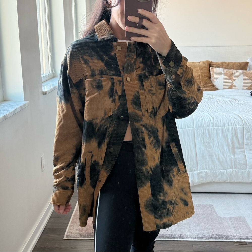Urban Daizy Corduroy Brown and Black Women's Oversized Flannel